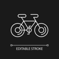 bicicleta icono lineal blanco para tema oscuro. vector