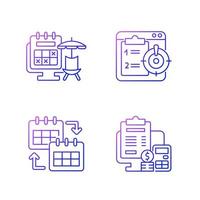 Remote work trackers gradient linear vector icons set