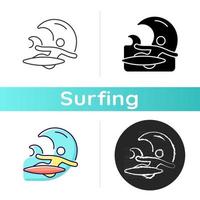 Backhand bottom turn in surfing icon vector