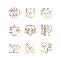 Water resources lacking gradient linear vector icons set