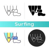 Wearing surfboard leash icon vector
