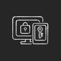 Multi-factor authentication chalk white icon on dark background vector