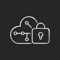 Cloud encryption chalk white icon on dark background vector