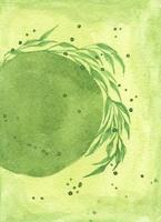 Watercolor of Green circle brush strokes for frames and leaves. vector