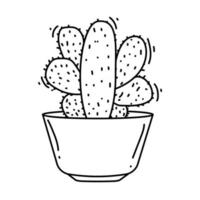 icono de cactus de jardinería. conjunto de iconos dibujados a mano, contorno negro, icono de doodle vector