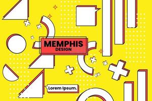 Vector illustration of memphis retro styled geometric shaped template.