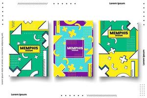 Memphis style Banner Design Set of Colorful templates. vector