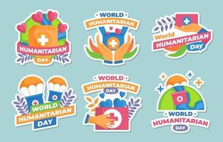 World Humanitarian Sticker Set vector