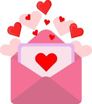 Vector romantic envelope. In the envelope is a card with a heart.