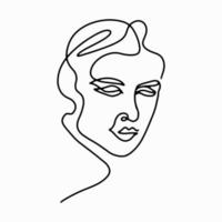 Continuous line drawing. Trendy abstract one line beauty woman head vector