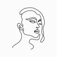 Continuous line drawing. Trendy abstract one line beauty woman head vector