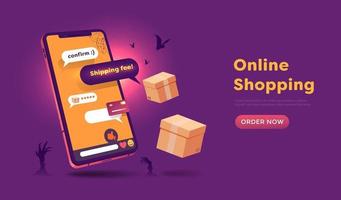 Online shopping store on website and mobile phone design vector