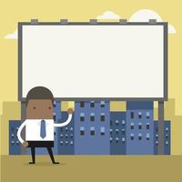 African businessman standing in front of a large billboard. vector
