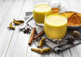 Yellow turmeric latte drink photo