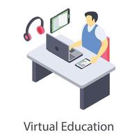 conceptos de educación virtual vector