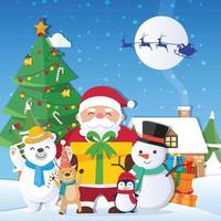 Christmas background with Santa Claus and Merry Christmas vector