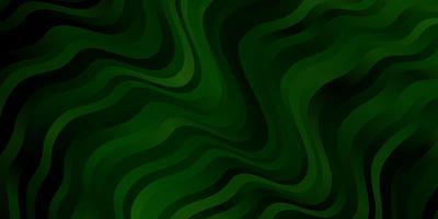 Dark Green vector background with curved lines.