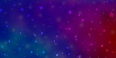 Light Blue, Red vector template with neon stars.