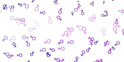 Light Purple vector pattern with feminism elements.