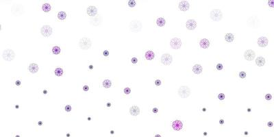 Light purple, pink vector doodle background with flowers.