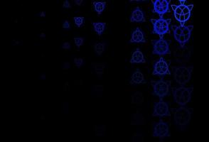 Dark BLUE vector texture with religion symbols.