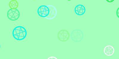patrón de vector verde claro con elementos mágicos.