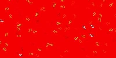 Light Orange vector texture with women's rights symbols.