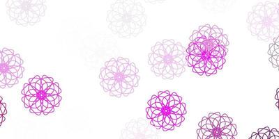 Fondo de doodle de vector rosa claro con flores.