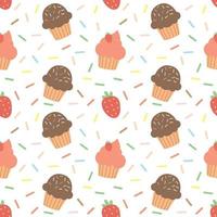 Seamless pattern with cute muffins. vector