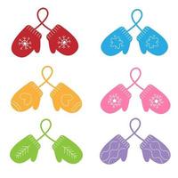 Set of cute colorful mittens. vector