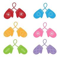 Set of cute colorful mittens. vector