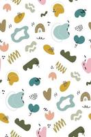 Cute abstract doodles seamless pattern with colorful organic shapes vector