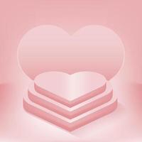 3d Step podium love with pink background vector