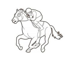 Outline Jockey Riding Horse Sport vector