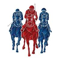 Silhouette Group of Jockey Riding Horse Sport vector