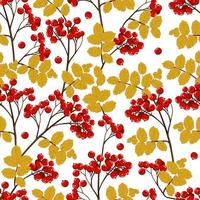 Seamless autumn pattern with rowan branches vector