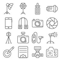 paquete de iconos lineales de fotografía vector