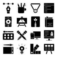 Pack of Photographic Tools Solid Icons vector