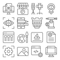 paquete de iconos lineales de instrumentos fotográficos vector