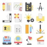 Pack of Photography and Document Flat Icons vector