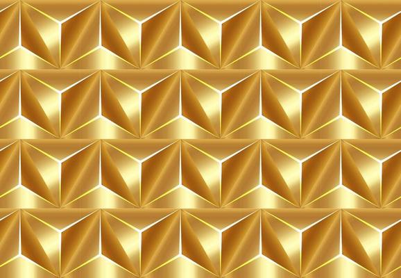 Geometric 3D Seamless Pattern Basic Shapes. Golden Luxury Background
