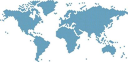 Blue dots world map on white background vector