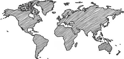 Freehand world map sketch on white background. vector