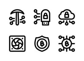 Simple Set of Cryptocurrency Related Vector Line Icons