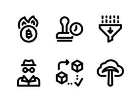 Simple Set of Cryptocurrency Related Vector Line Icons