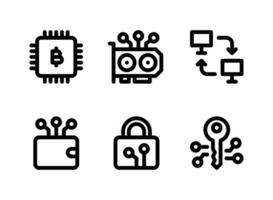 Simple Set of Cryptocurrency Related Vector Line Icons