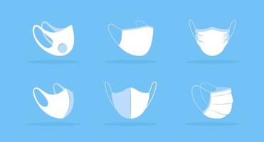 Face mask view from different angles white mockup vector