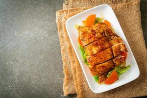 Teppanyaki teriyaki chicken steak with cabbage and carrot photo