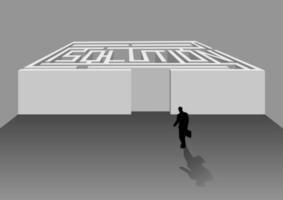 Silhouette of businessman walking into maze vector
