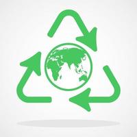 Recycle icon with earth globe vector